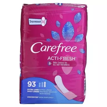 Carefree, Acti-Fresh, ежедневная прокладка, удлиненная, без запаха, 93 прокладки