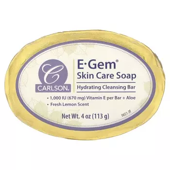 Carlson, Мыло для ухода за кожей E-Gem, с ароматом лимона, 4 унции (113 г)