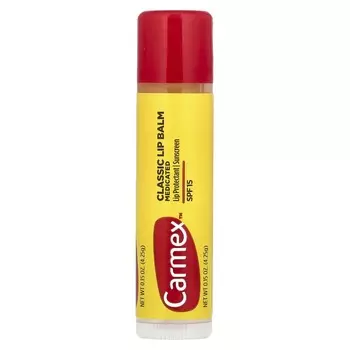 Carmex, Классический бальзам для губ, лечебный SPF 15, 0,15 унции (4,25 г)
