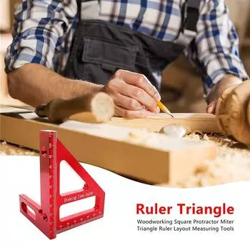 Carpenter s marking ruler Straight square Angle ruler Triangle ruler Marking device Marking device Angle ruler Aluminum alloy ru красный