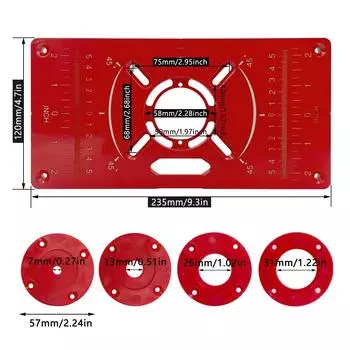 Carpinte Router Tisch Insert Platte Holzbearbeitung Bnke Aluminium Holz Trimmer Modelle Gravur Frsen Maschine Mit Ringe