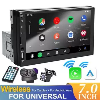 CarPlay Android Auto беспроводной 2 Din автомобильный радиоприемник мультимедиа видеоплеер сенсорный экран USB AUX Bluetooth с камерой заднего вида Radio Only