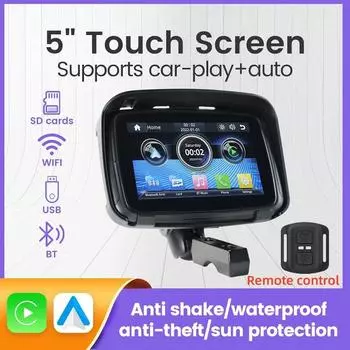 Carplay Мотоцикл GPS Навигация С Пультом Дистанционного Управления Портативный Экран IPX7 Водонепроницаемый Монитор Для Беспроводной Carplay Android Auto