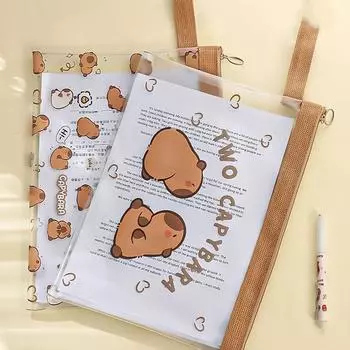 Cartoon A4 File Bag Durable File Organizer Office Supplies Capybara Document Bag Student style 3