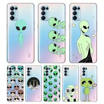 Cartoon Alien Art For OPPO Reno7 SE 6 5 Z F 4G 5G Find X2 X3 Neo Lite Pro Plus Transparent Soft Phone Case Coque OPPO Reno5 F 4G