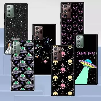 Cartoon Alien Space Case for Samsung Galaxy Note 20 Ultra 10 Lite 9 8 A12 A52 A51 S20 FE A50 A71 A21s Black Soft Phone Coque Samsung Note20 Ultra