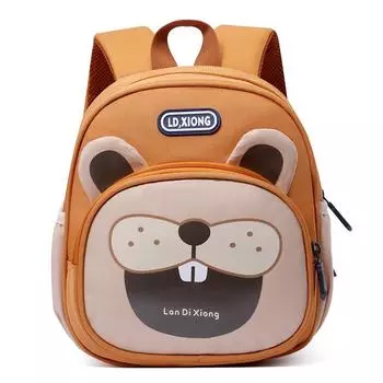 Cartoon Alphabet Pattern Kids Backpack With Comfort Oriented Design Shoulder Yellow Brown