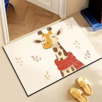 Cartoon Animal Bathroom Mat Absorbent Non-slip Quick Drying Mat Household Toilet Mat Mat for The Door of The Bathroom 40 * 60Cm diatom mud