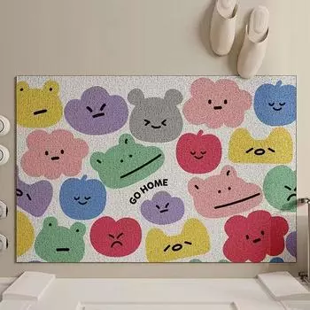 Cartoon Animals PVC Welcome Entrance Doormat Silk Loop Anti-slip Floor Mat Entryway Porch Hallway Home Decor Dust Removal Carpet 40x60cm