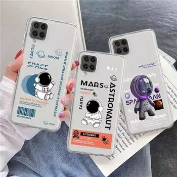 Cartoon Astronaut Clear Case For Samsung Galaxy A52 A12 A51 A32 A21s A71 A32 A22 50 A70 A31 A72 5G Phone Cover Samsung A71 5G