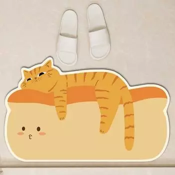 Cartoon Bathroom Door Water Absorption and Quick-drying Diatom Mud Floor Mat Household Bathroom Dirty and Wear-resistant Foot Mat 50 * 80cm