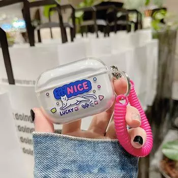 Cartoon Cat Protective Case with Lanyard for AirPods Pro/AirPods 2/3 Gen AirPods 1st/2nd Gen