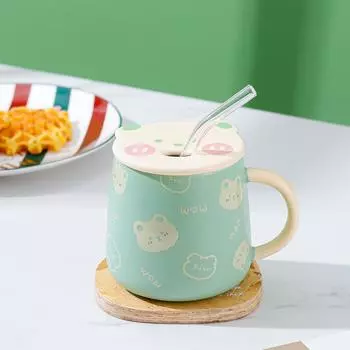Cartoon Cute Bear Mug Student Ceramic Cup Home Suit Souvenir Gift Cup Couple 420ML