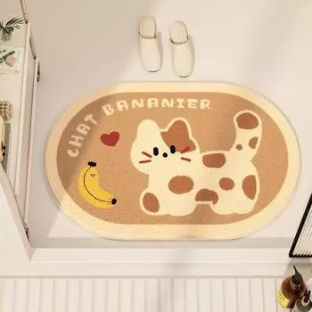 Cartoon Cute Cashmere Floor Mat Bathroom Water Absorption Non slip Carpet Toilet Bathroom Door Foot Mat Home Carpet 50 * 80cm