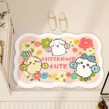Cartoon Cute Fresh Imitation Cashmere Bathroom Mat Absorbent Non-slip Mat Toilet Door Mat Washroom Carpet 40 * 60cm [imitation cashmere]