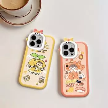 Cartoon Cute Girl Pattern Phone Case Monster Lens Phone Shell Soft Protective Cover for OPPO Realme OPPO A15
