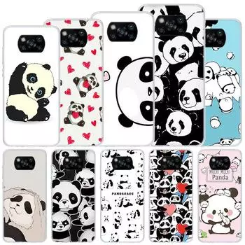 Cartoon Cute Panda Bear Soft Case For Xiaomi Poco X3 NFC X4 M4 Pro M3 M2 Phone Cover F3 F2 F1 Mi Note 10 Lite A3 A2 A1 Funda Coq Xiaomi Poco X3