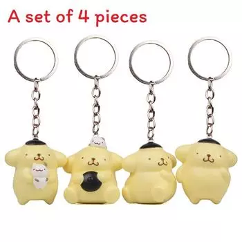 Cartoon Cute Pompompuri Dog Holding Cat Plate Pendant Keychain For Giving Gift