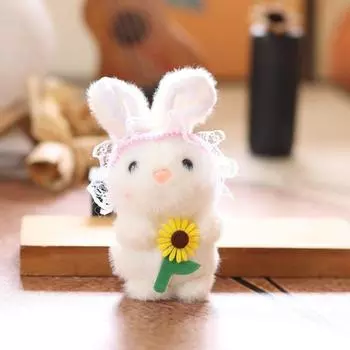 Cartoon Cute Rabbit Plush Keychain Soft Short Plush Gifts Bag Decor Doll Kid