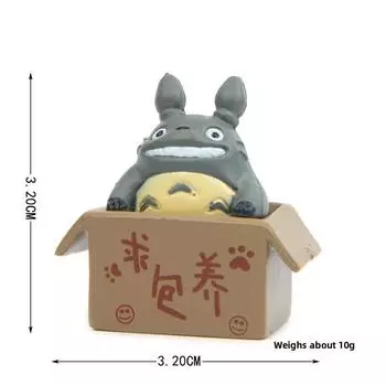 Cartoon Cute Totoro Box Cat Mini Model Decoration Figurine For Landscape Props