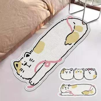 Cartoon Dog Bedroom Carpet Faux Cashmere Long Bedside Rug Soft Floor for Home Living Room Entrance Door Mat S 40x60cm