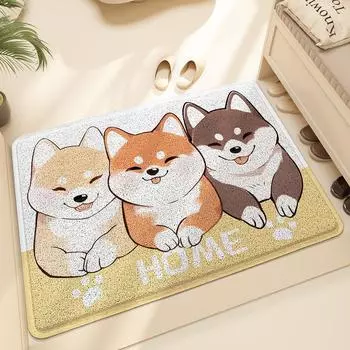 Cartoon Dog Entry Into The Door Scraping Sand Dust Mat Silk Ring Household Entrance Door Anti-slip Wear-resistant Carpet 60 * 90Cm (edge pressing)
