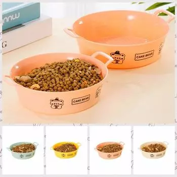 Cartoon Dog Food Bowl Round Pet Portable Salad Bowl Cute Dog Water Bowl Home S синий