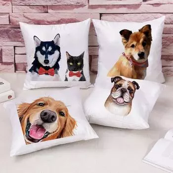 Чехол для подушки с рисунком собаки из мультфильма 45*45 см, наволочка для дивана, подушки для детской комнаты, чехол для подушки из полиэстера для домашнего декора Cojin 450mm*450mm