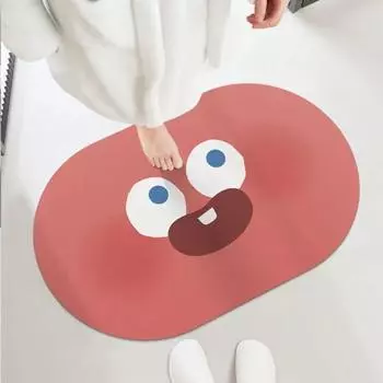 Cartoon Expression Diatomaceous Mud Bathroom Absorbent Quick Drying Foot Mat, Household Wear-resistant Bathroom Anti Slip Mat 400mm x 600mm жёлтый