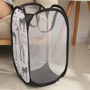 Cartoon Foldable Laundry Basket Large Capacity Organizer Basket for Household Dirty Clothes Nylon Mesh Bag for Toy 30 X 30 X 48
