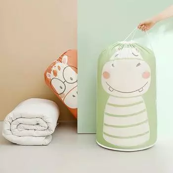 Cartoon Giraffe Foldable Storage Bag Drawstring Moisture-proof Mildew-proof Clothes Blanket Baby Toy Organizer Travel Quilt Bags красный