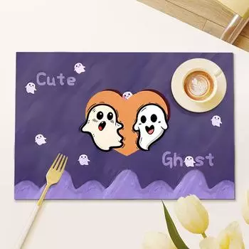 Cartoon Halloween Placemat Cute Little Devil Pumpkin Desktop Decor Mat Household Heat-insulating Waterproof Dining Table Mat 30X40cm