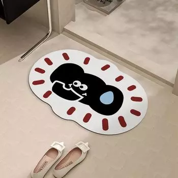 Cartoon Happy Small Elephant Diatom Mud Carpet Porch Mat Home Bathroom Quick Drying Water Absorption and Dirty Door Non-slip Mat 40 * 60cm [Crystal Velvet]