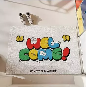 Cartoon Letter Entrance Doormat Funny Anti-slip PVC Floor Mats for Entry Porch Hallway Entryway Home Decor Dust Removal Carpet 40x60cm