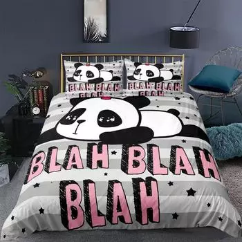 Набор 3D принтов с изображением панды из мультфильма, домашний текстиль, Weichem Bett Eingestellt Einzigen Knigin Knig Gre fr Kin 70x133cm 2pcs