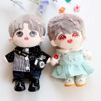 Cartoon Pattern 20cm Doll Clothes Cotton Doll Doll Overalls Suit T-shirt Shorts Doll DIY Toy Style F