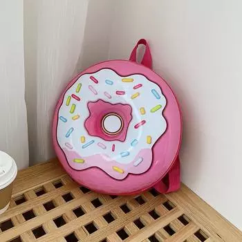Cartoon Pattern Cute Donut Shaped Large Capacity Children Backpack School For Image 1