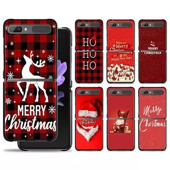 Cartoon Red Christmas Phone Case For Samsung Galaxy Z Flip Z Flip3 5G Z Flip4 Hard PC Matte Shell Samsung Z Flip