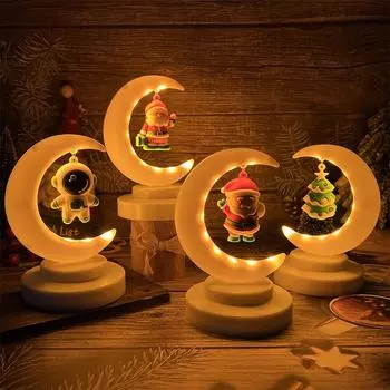 Cartoon Santa Claus Xmas Tree LED Christmas Night Light Table Ornaments 2024 Navidad Home Decoration 2025 New Year Gifts
