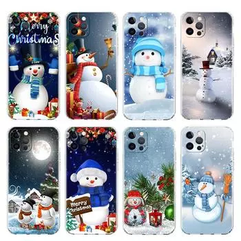 Cartoon Snowman Christmas Clear Case For Apple iPhone 13 11 14 12 Pro 7 8 Plus XR X XS Max 6 6S 13Pro Silicone Phone Cover iPhone 6 6S