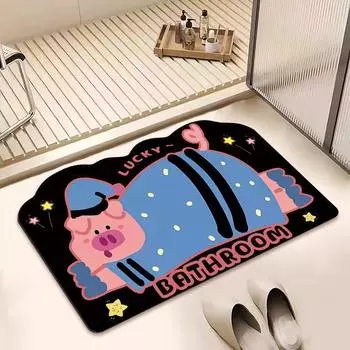 Cartoon Special-shaped Soft Diatom Mud Bathroom Mat Non-slip Absorbent Quick Dry Mat Toilet Toilet Door Mat Cute 40 * 60cm soft diatom mud