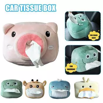 Cartoon Tissue Box Cute Short Plush Tissue Boxes Bracket Car Back Car Car Decorations Auto Tissue Holder Armrest Box Y9h0