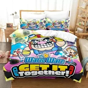 Cartoon Wario Ware Get It Together Постельное белье Пододеяльник Постельный комплект Одеяло Наволочка Одеяло King Queen Size Мальчики Взрослые EU Single 135x200cm