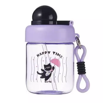 Cartoon water cup, children s drop-proof portable cup, men s and women s portable cups, student cute plastic cups with handles 550ml