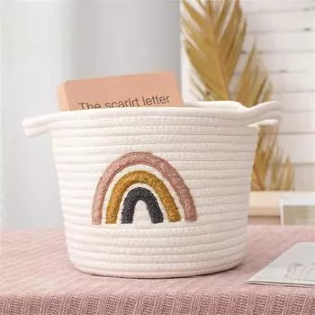 Cartoon Woven Storage Baskets Large Capacity Not Easy Wear White Delicate Household Accessories Kids Toys Organizer Box Box 20 X 25