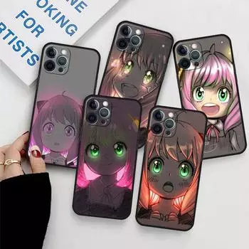 Чехол для Apple iPhone 11 13 12 14 Pro 7 Plus XR X XS Max 6 6S 13Pro SE 2022 черный силиконовый чехол для телефона SPY X FAMILY аниме iPhone 14 Pro Max