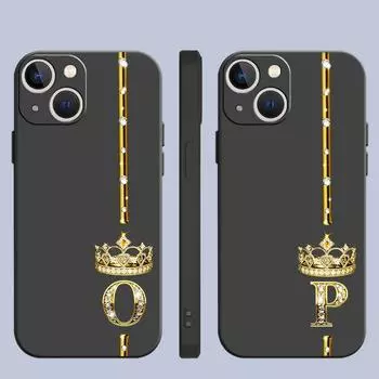 Case For Apple iPhone 14 13 11 12 Pro 7 XR X XS Max 8 Plus 6 6S SE 2022 Black Phone Funda Rose Gold 26 Letters M R P Z H iPhone 14
