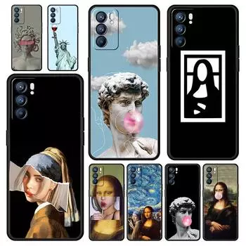 Чехол для Oppo Find X6 Pro X5 A54 A53 A52 A9 A15 A95 A17 A16 A74 A57 Reno8 Reno7 Reno6 Pro 5G обложка с эстетикой Дэвида Моны Лизы Oppo A76