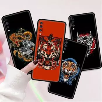 Case For Samsung Galaxy A50 A70 A30 A20s A20e A10 A40 A10s A10e M52 M51 M31 M30s M21 Black Phone Cover Tiger Animal Samsung A60