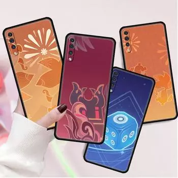 Case For Samsung Galaxy A50 A70 A30 A20s A20e A10 A40 A10s A10e M52 M51 M31 M30s M21 Black Phone Cover Genshin Impact Logo Samsung A60